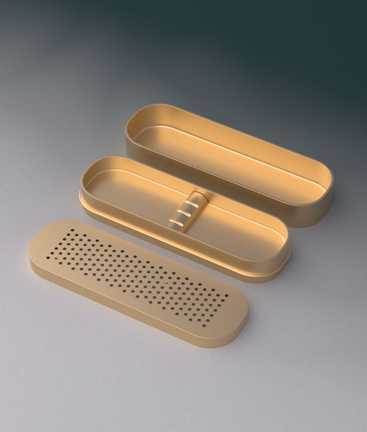 Set of three gold-colored trays