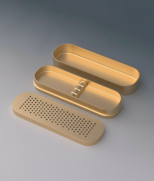 Set of three gold-colored trays